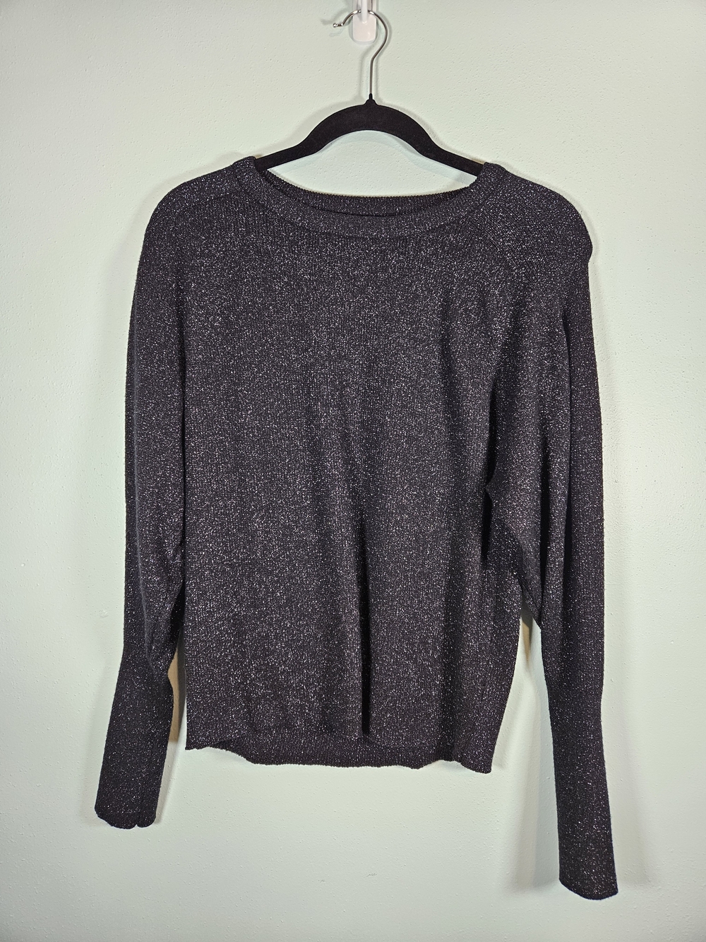 Express Metallic Black Crewneck Sweater